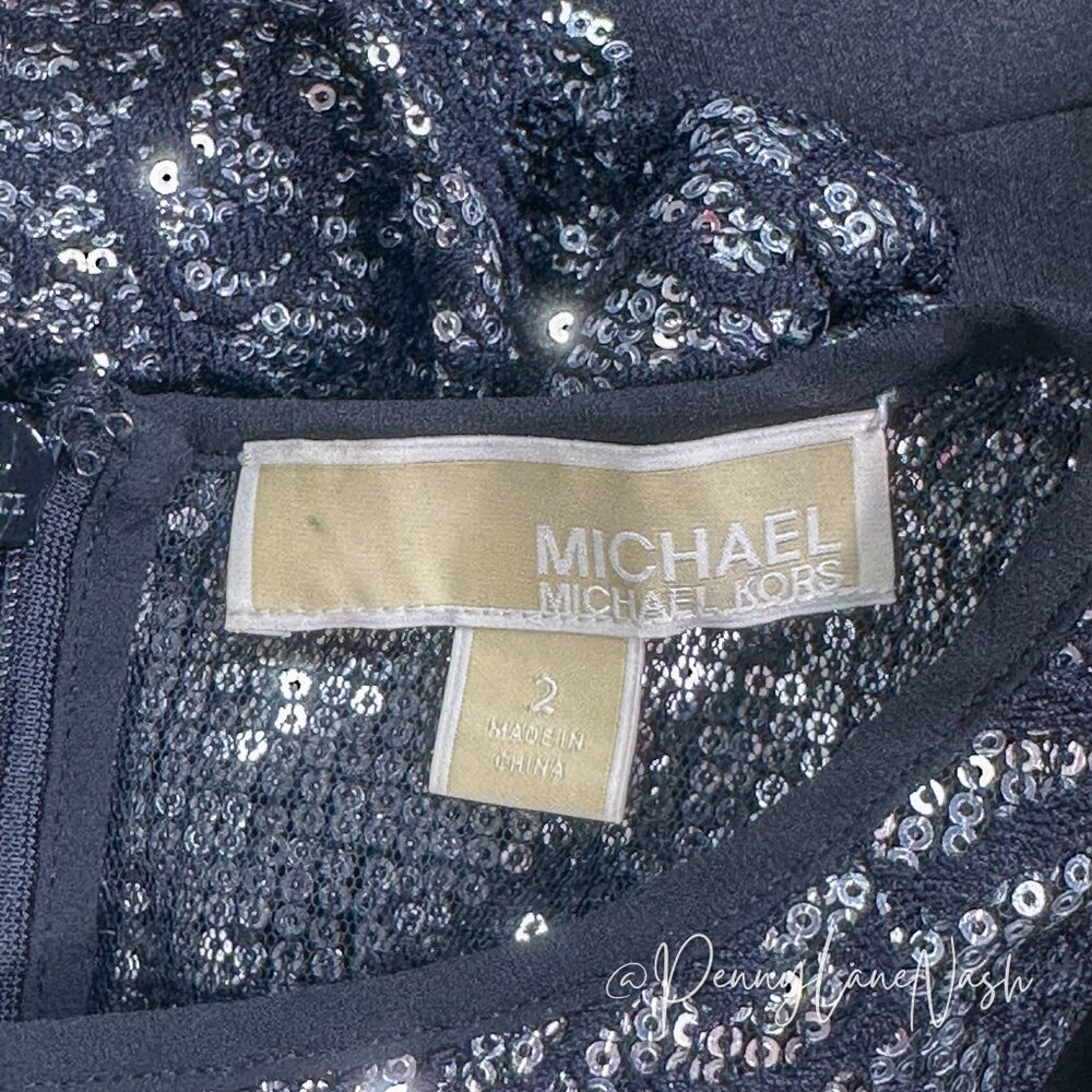 Michael Kors Metallic Sequined Lace Tuxedo Jumpsuit - Picture 8 of 13